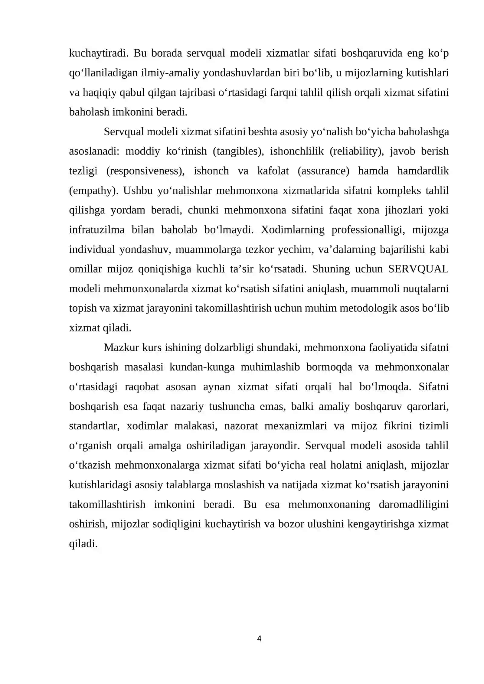 Xizmat ko‘rsatish sifati boshqaruvi: servqual modeli asosida tahlil 3