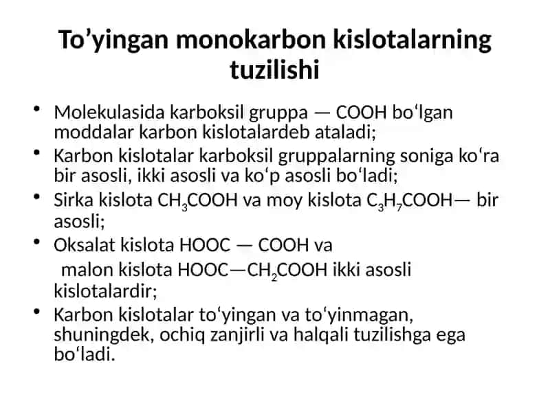 To’yingan monokarbon kislotalar 3