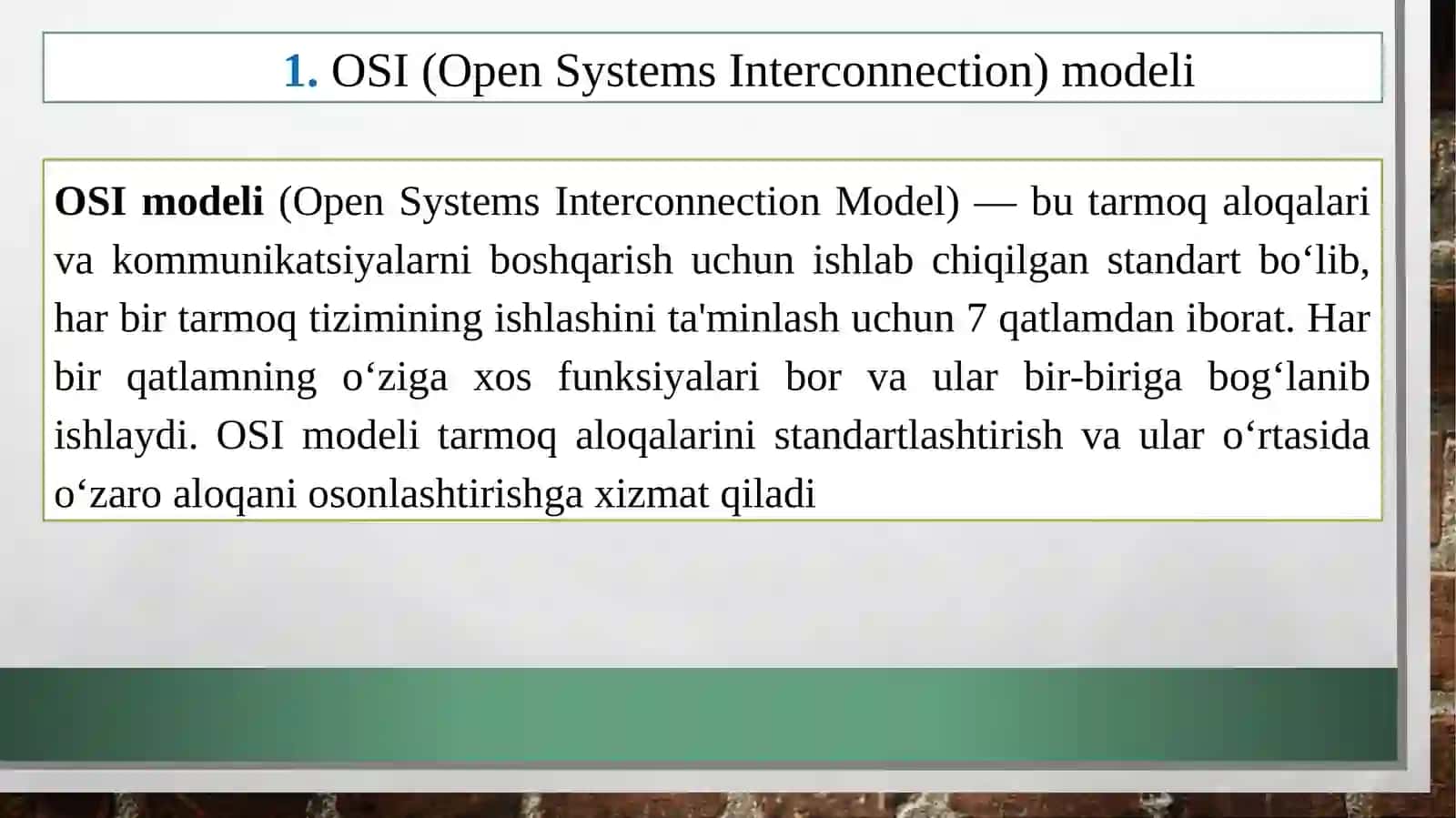 5-ma’ruza.OSI va TCP/IP model va protokollari 3