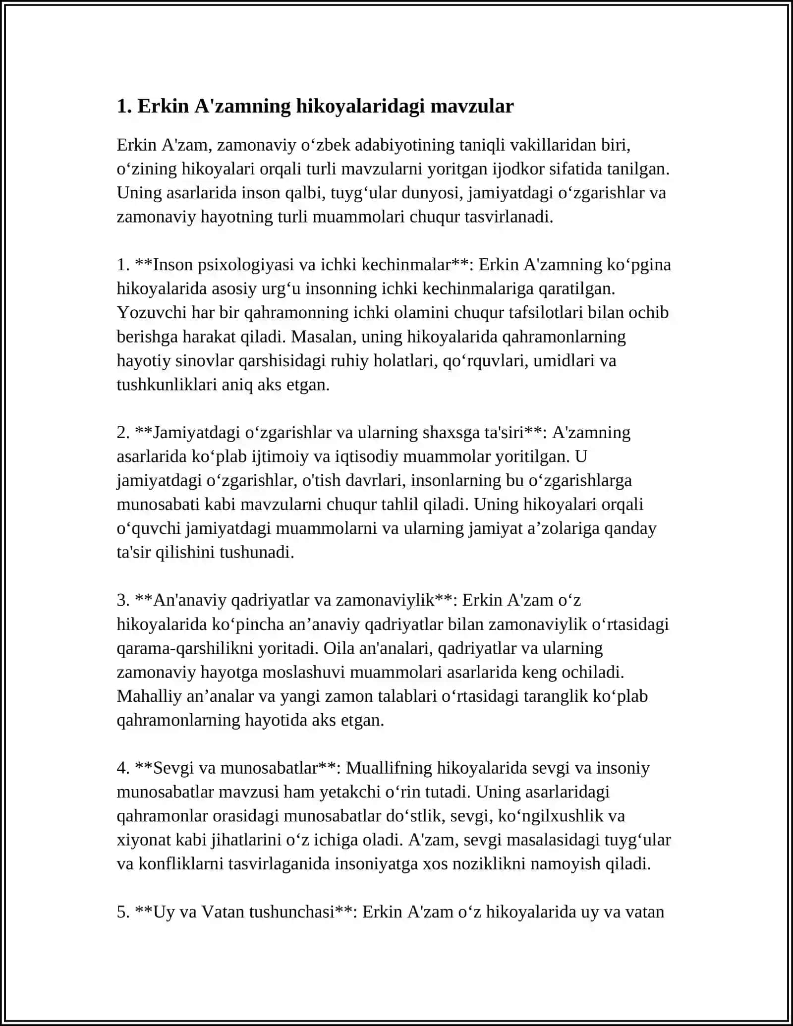 ERKIN AʼZAM MAHORATLI HIKOYANAVIS 3