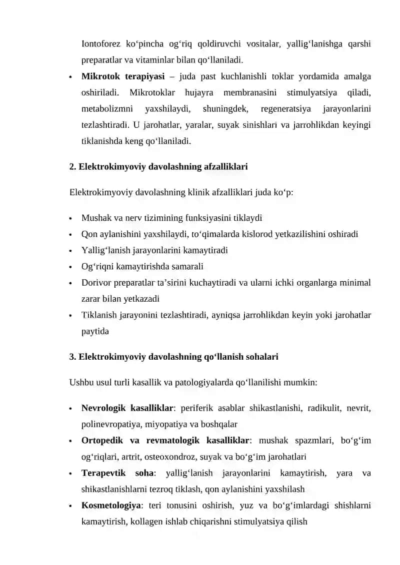 Elektrokimyoviy davolash va diagnostika usullari 3
