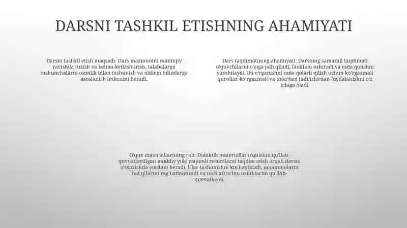 Darsni Tashkil Qilish Ko'Rgazmalilik Hamda Didaktik Materiallar Tayyorlash 3