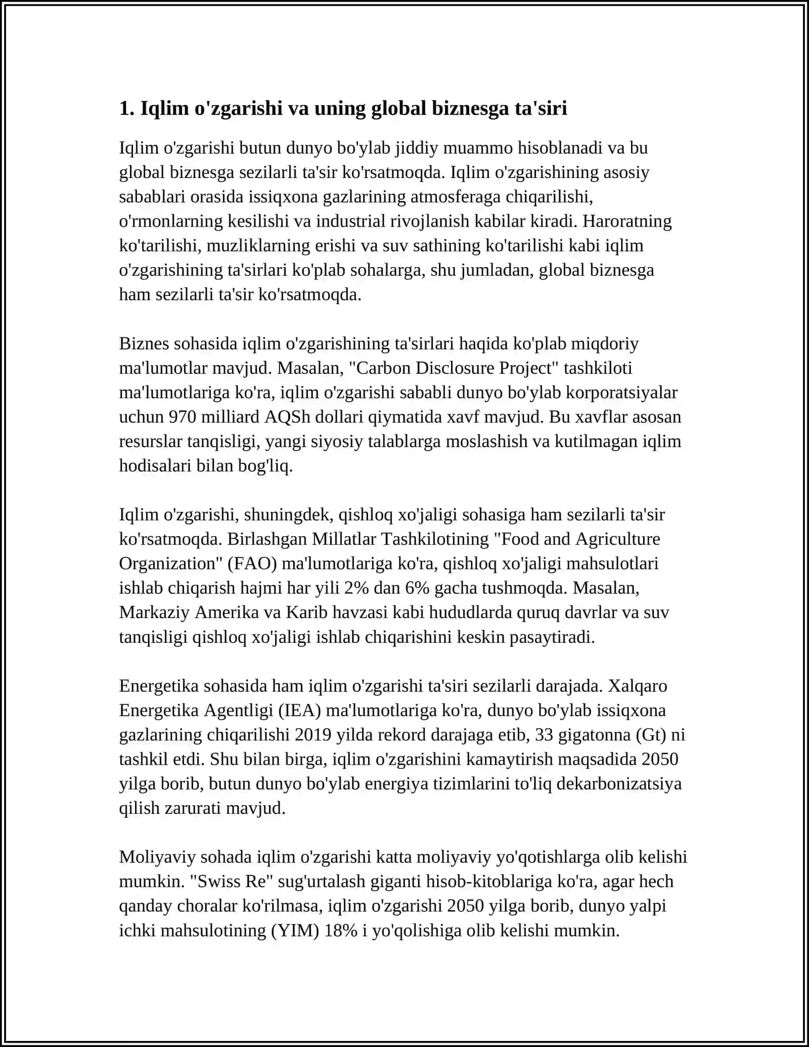 IQLIM OʻZGARISHI VA GLOBAL BIZNES 3