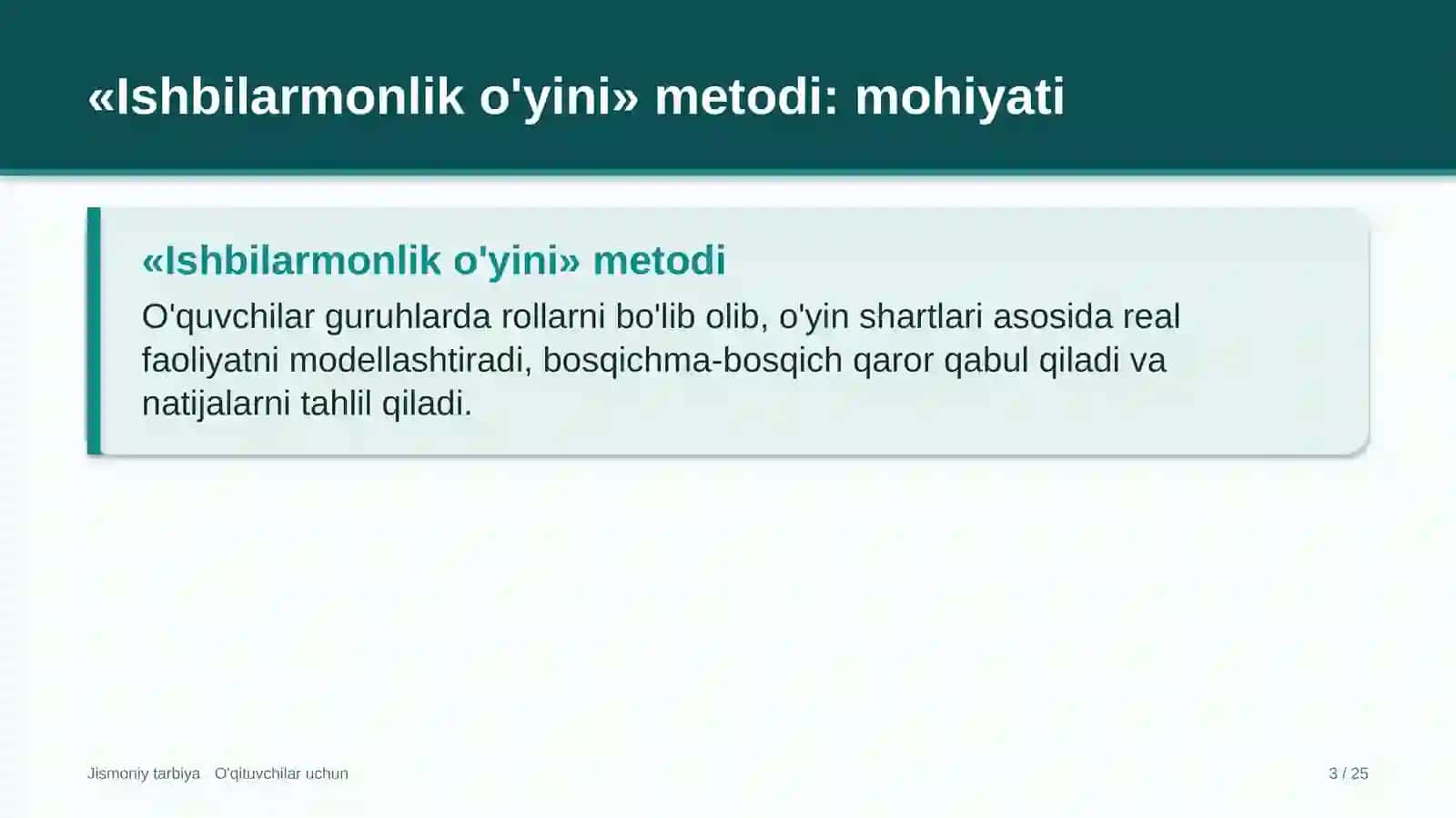 jismoniy tarbiya darslarida ishbilarmonlik o'yini metodidan foydalanish 5930 3