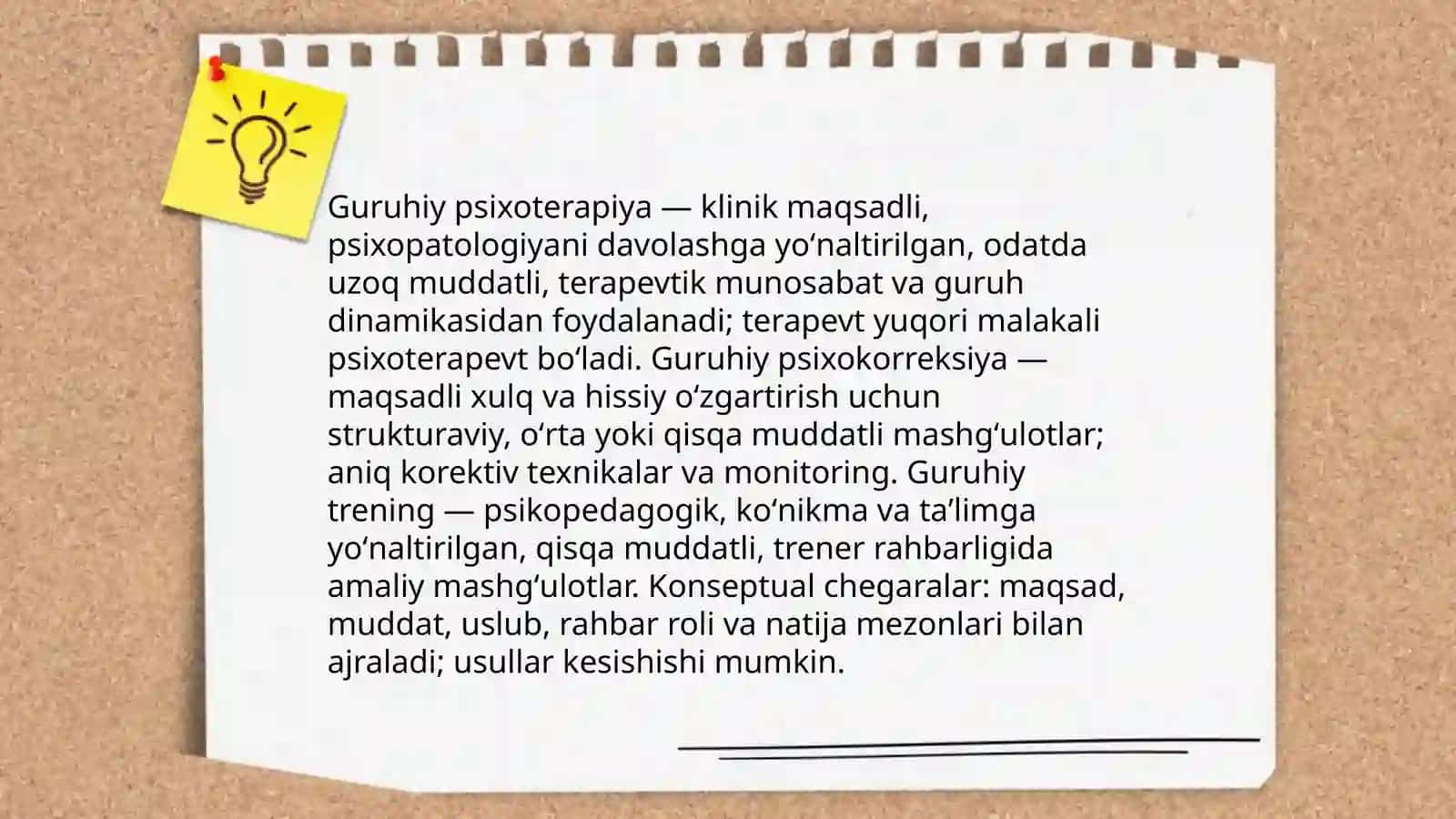 Guruhiy psixoterapiya, guruhiy psixokorreksiya va guruhiy trening tushunchalarining o‘zaro munosabatlari 3