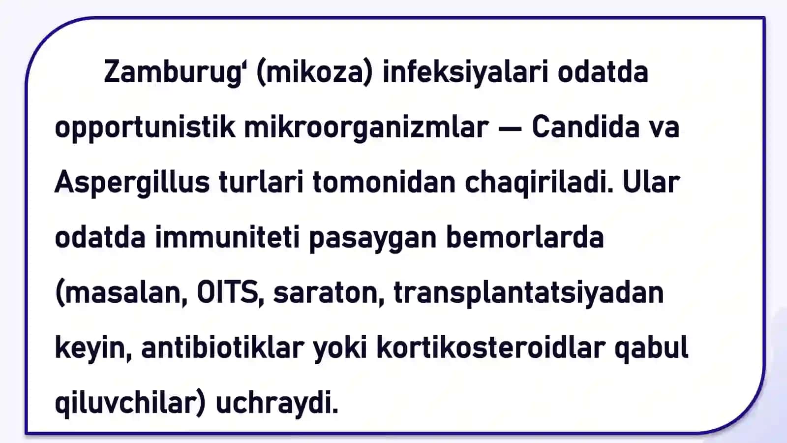 Mavzu: “Zamburug‘ infeksiyalari, Kandidoz va Aspergillez'' 3