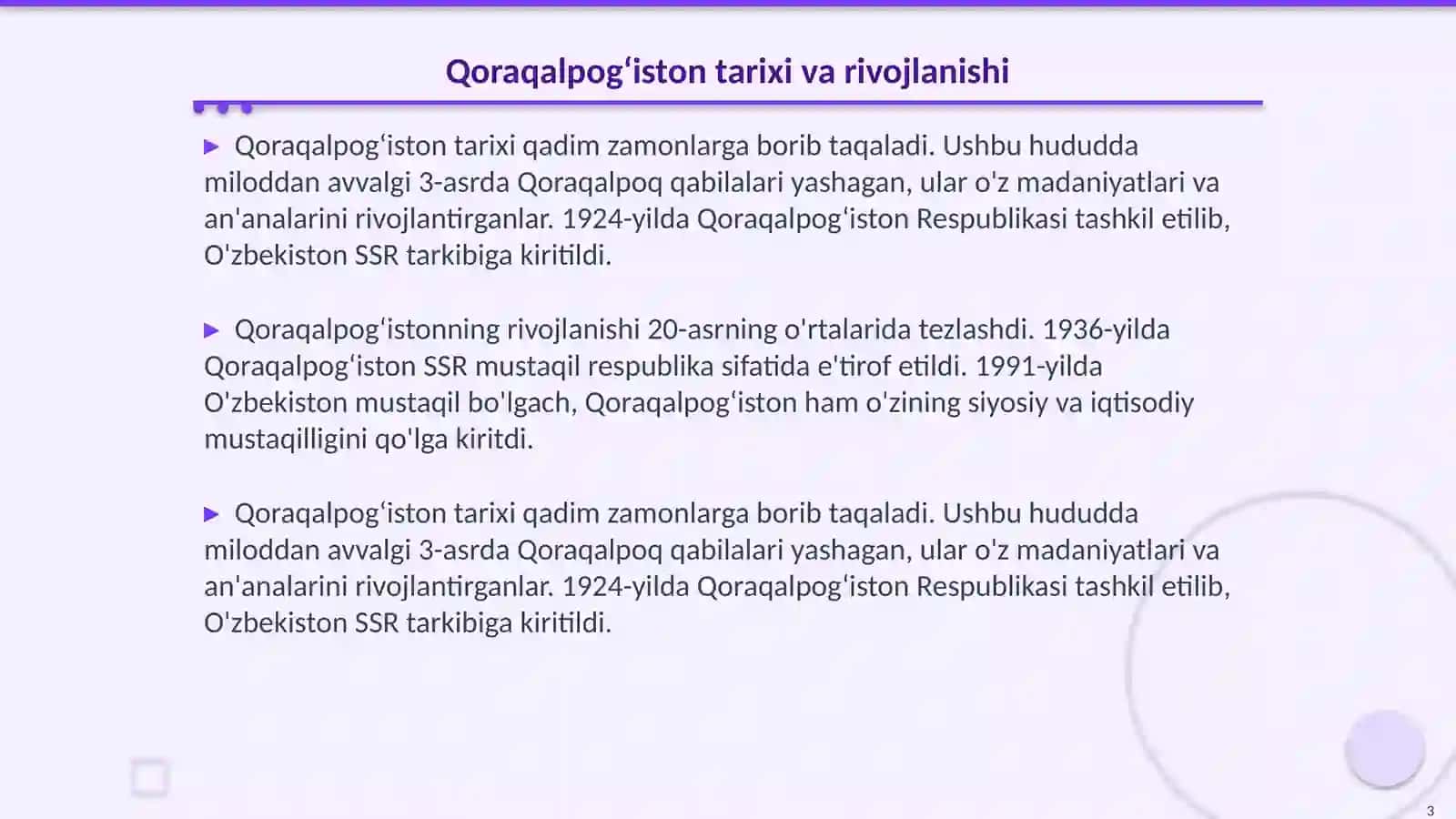 Qoraqalpogʻiston tarixi va rivojlanishi 3