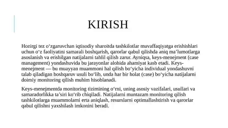 Keys menejmentda natijalarni monitoring qilish bosqichi 3