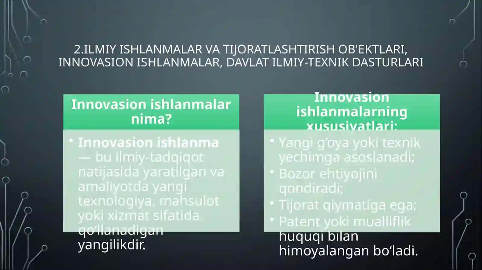 Innovatsiyalarni tijoratlashtirish va texnologiyalar transferi 3