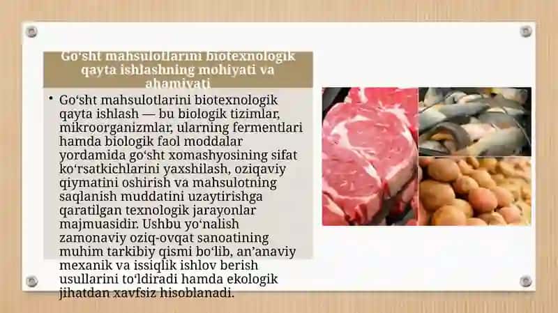 Go‘sht mahsulotlarini biotexnologik qayta ishlash va saqlash 3