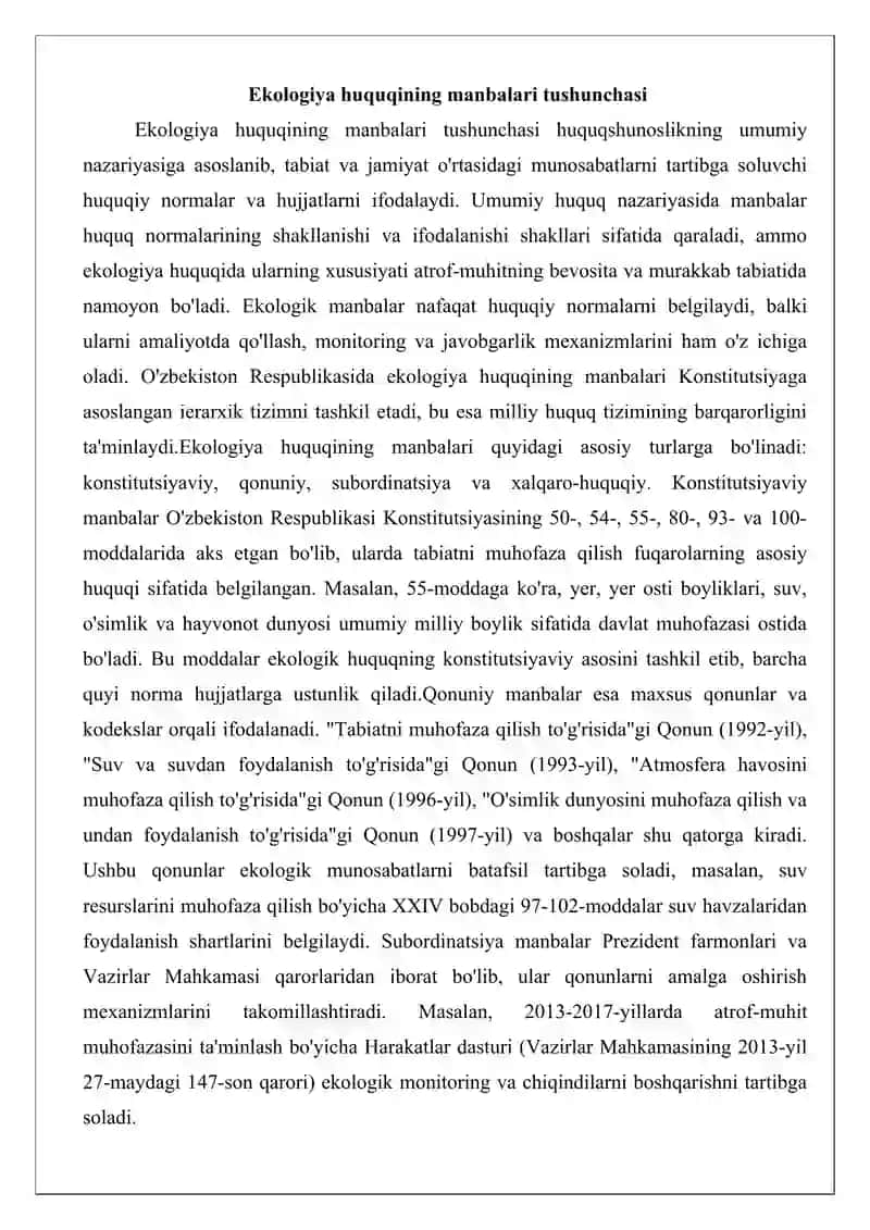Ekologiya huquqing manbalari va ularning tavsifi 3