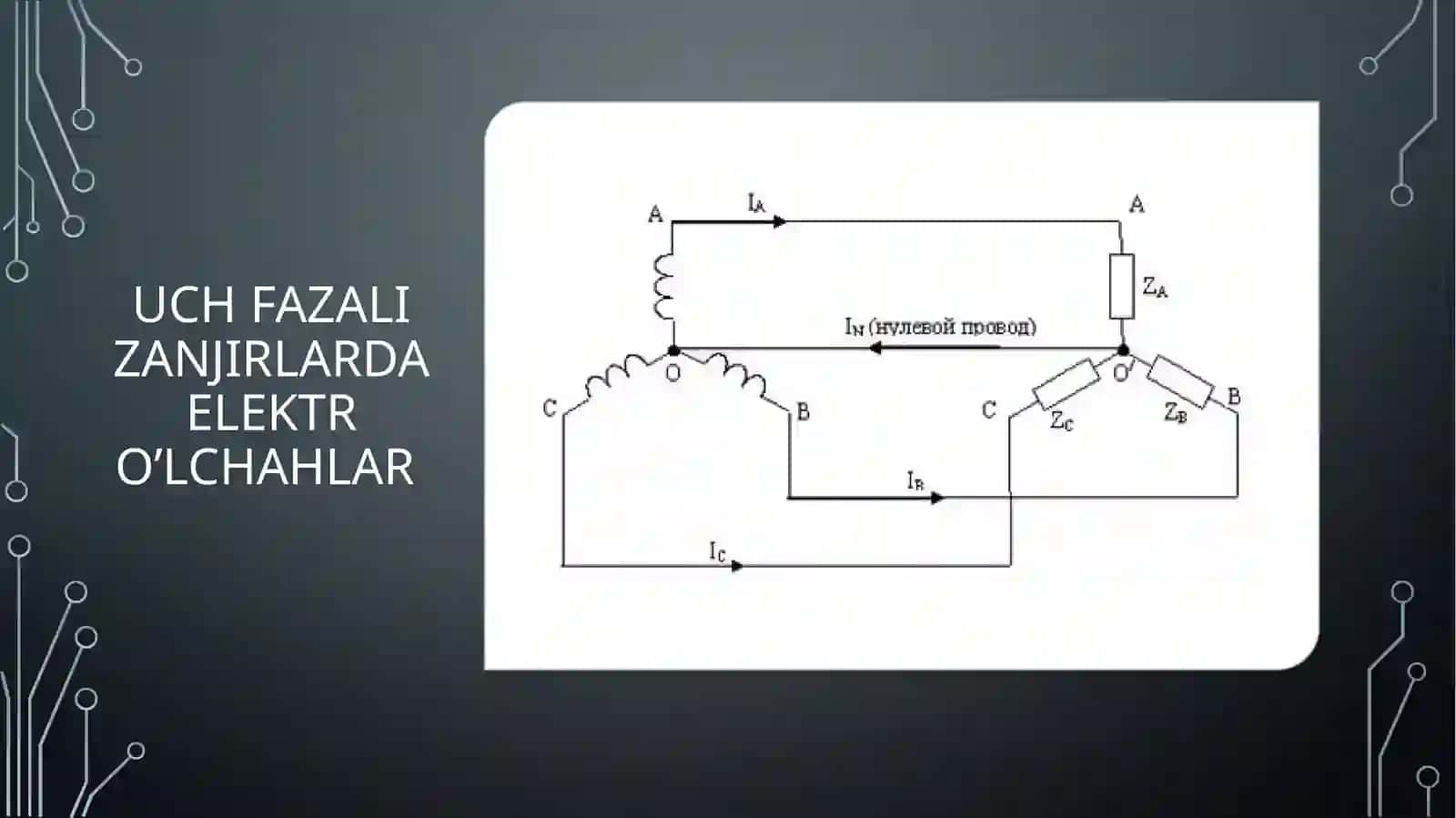 Uch fazali zanjirlarda quvvatni o'lchash 3