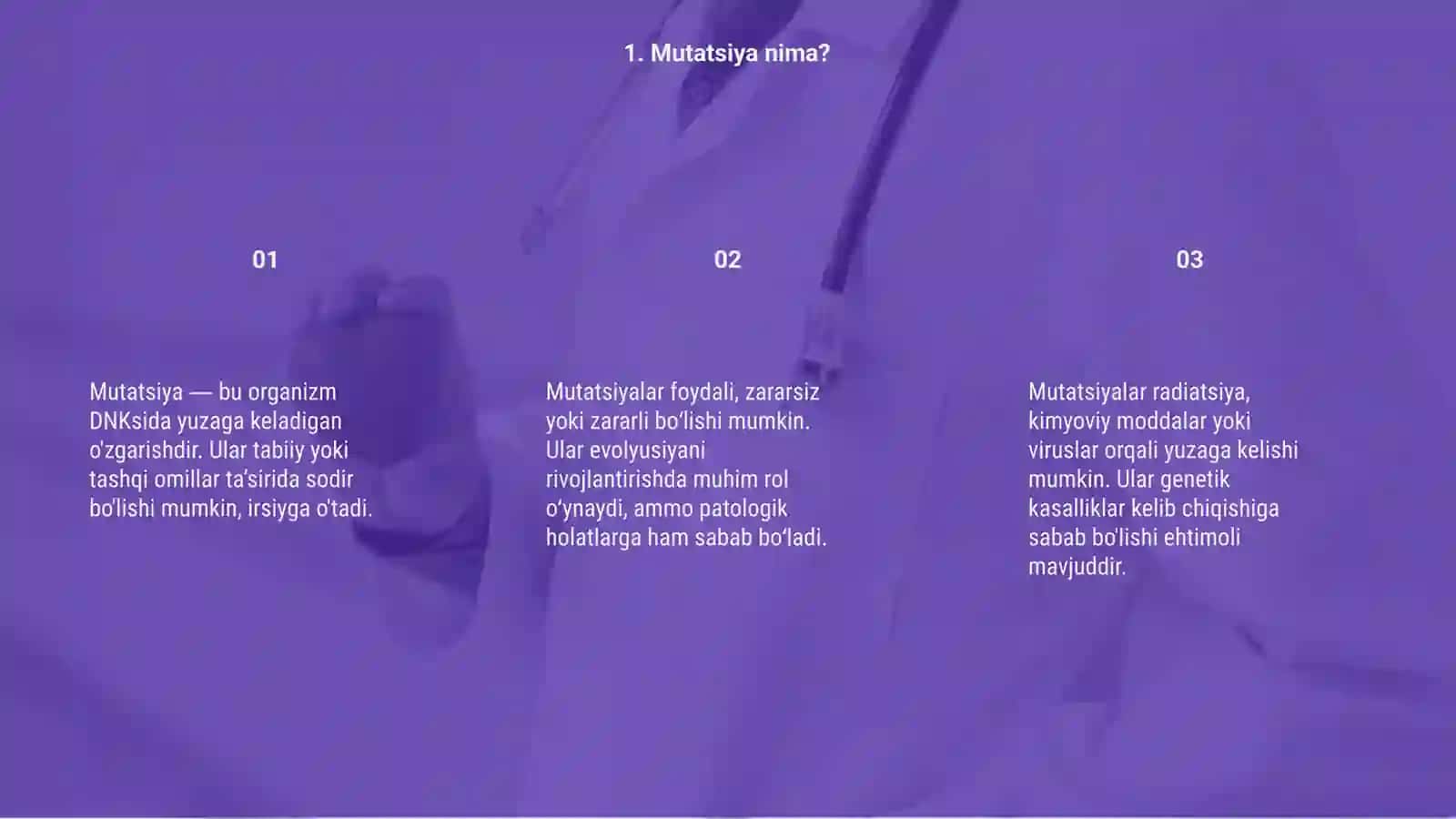 Biologiya 9-sinf loyiha ishi Mutatsiya zararlimi 3