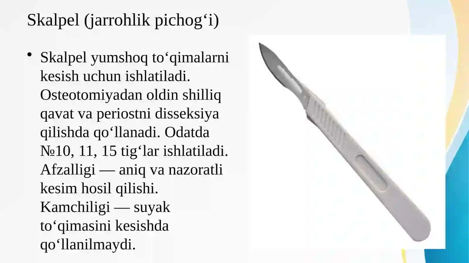 Osteotomiyada ishlatiladigan asbob-anjomlar     Остеотомияда ишлатиладиган инструментлар 3