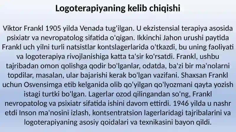 Logoterapiyaning paydo bo'lishi 3