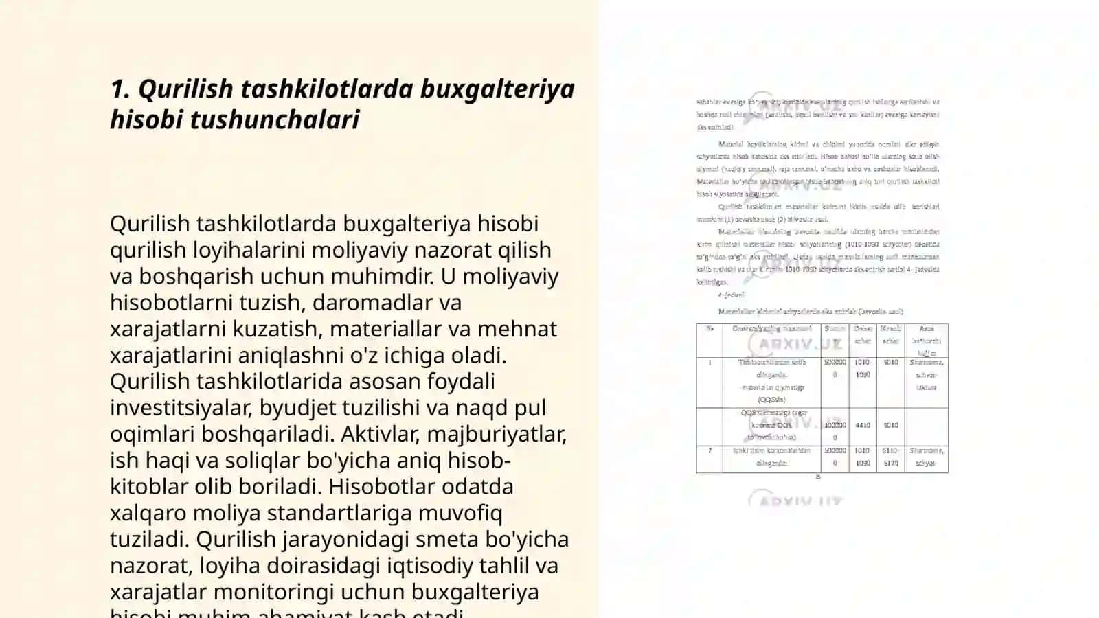 Qurilish tashkilotlarda buxgalteriya hisobini tashkil qlish asoslari va qurilish tashkilotlarda asosiy vositalar hisobning hususiyatlari 3