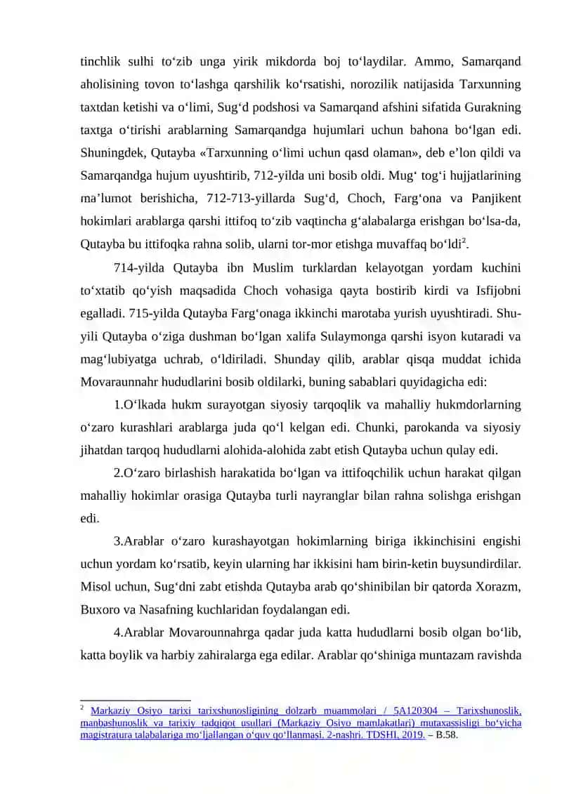 SUGʻD HUDUDLARINING ARAB XALIFALIGI ISTILOSI DAVRI TARIXSHUNOSLIGI 3