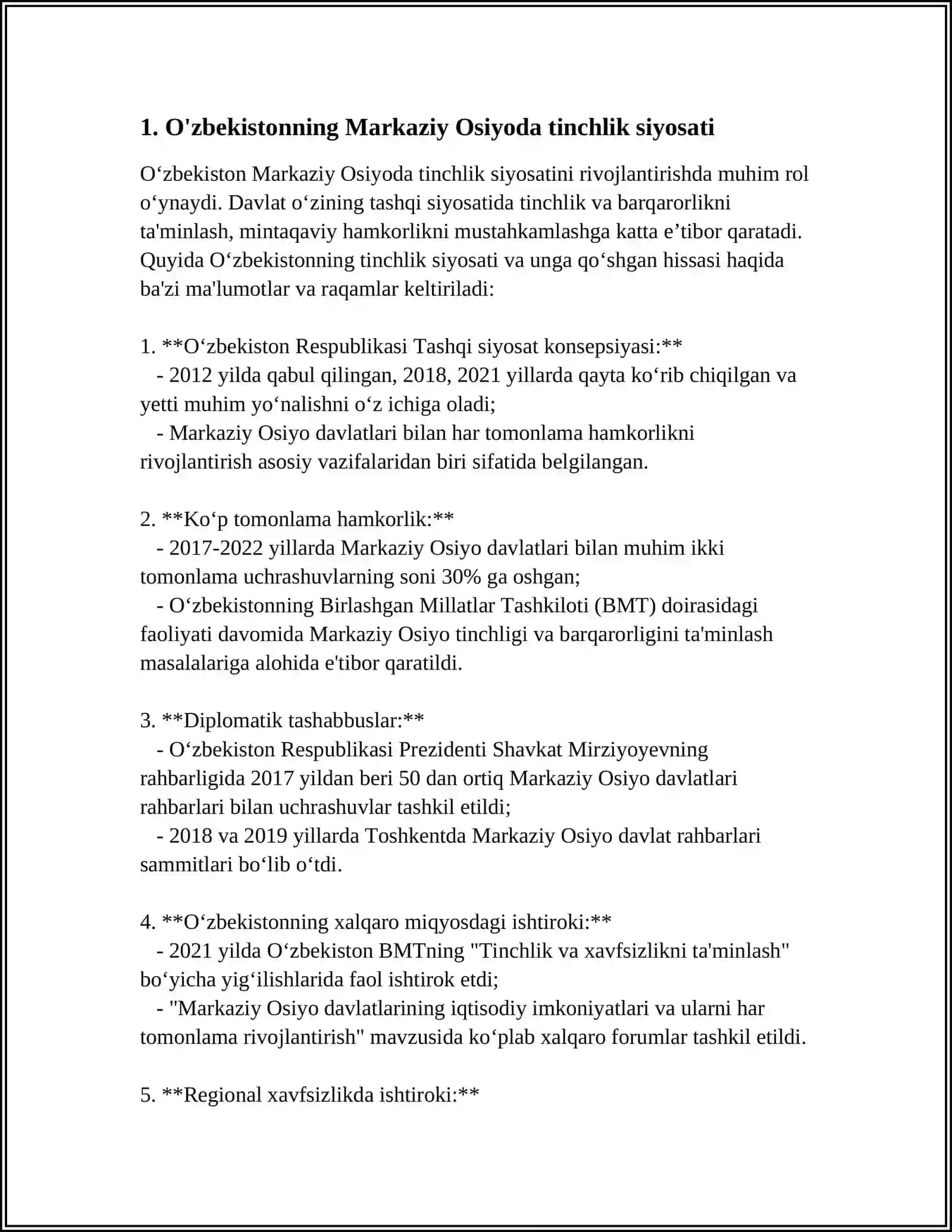 O‘zbekistonning Markaziy OSIYODA TINCHLIK 3