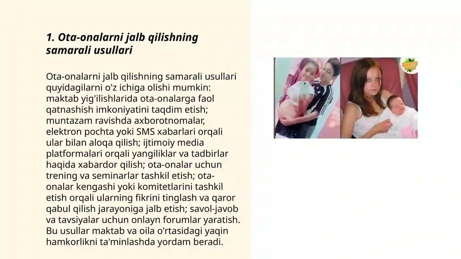 Yordamga muhtoj boʻlgan ta'lim tizimiga jalb etishda ota-onalar, oila va jamoatchilik bilan ishlash 3
