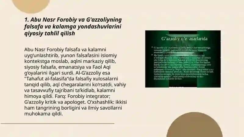 Abu Nasr Forobiy va G'azzoliyning falsafa ilmiga oid qarashlarini qiyosiy tahlil etish 3
