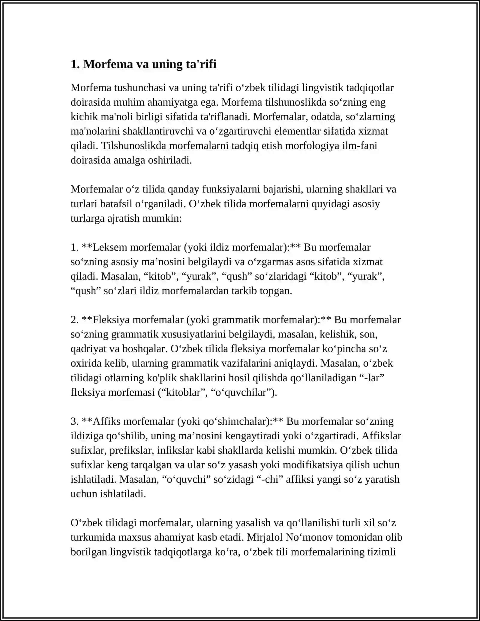 MORFEMA VA UNING TURLARI 3
