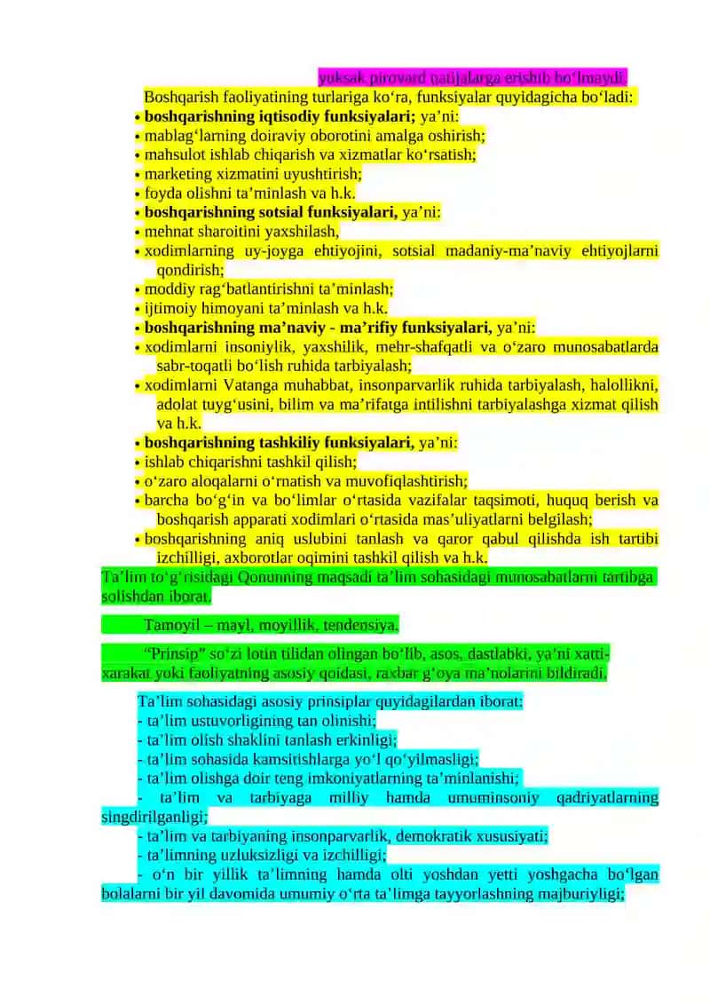Maktab deriktorining boshqaruv faoliyatini moduli: 6 modul 3