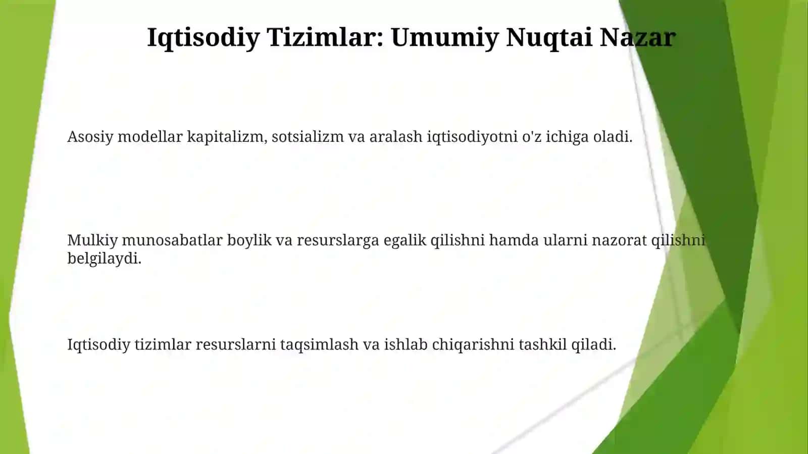 Iqtisodiy Tizimlar: Umumiy Nuqtai Nazar 3