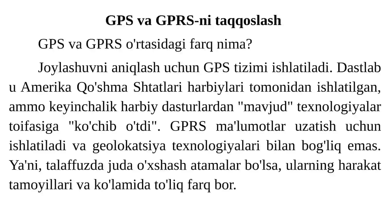 Global Positioning System (GPS) -tamoyillarivafoydalanish 3