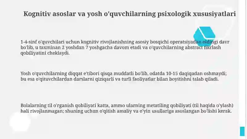 Theoritical issues of teaching foreign language in the 1-4 forms 3