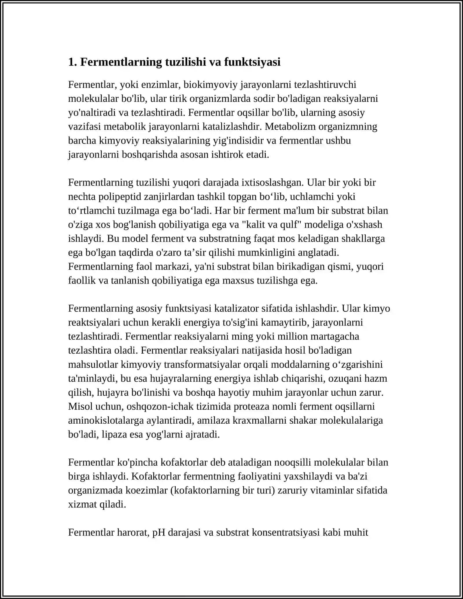BIOKIMYOVIY TAHLILLAR FERMETLAR FAOLIGINI OʻRGANISH 3