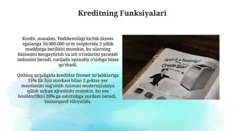 Kreditning mohiyati, manbalari va vazifalari 3