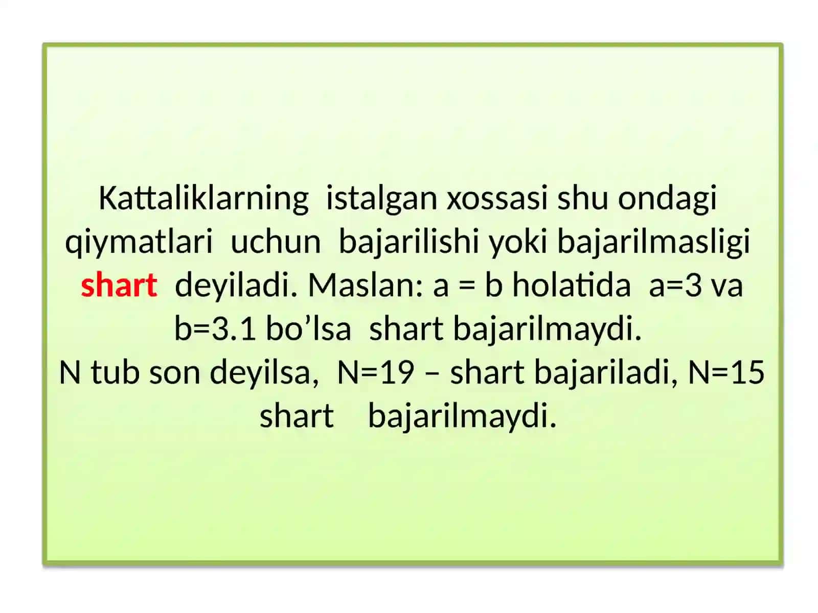 If  va  if … else  operatori.?..Shart  amal 3