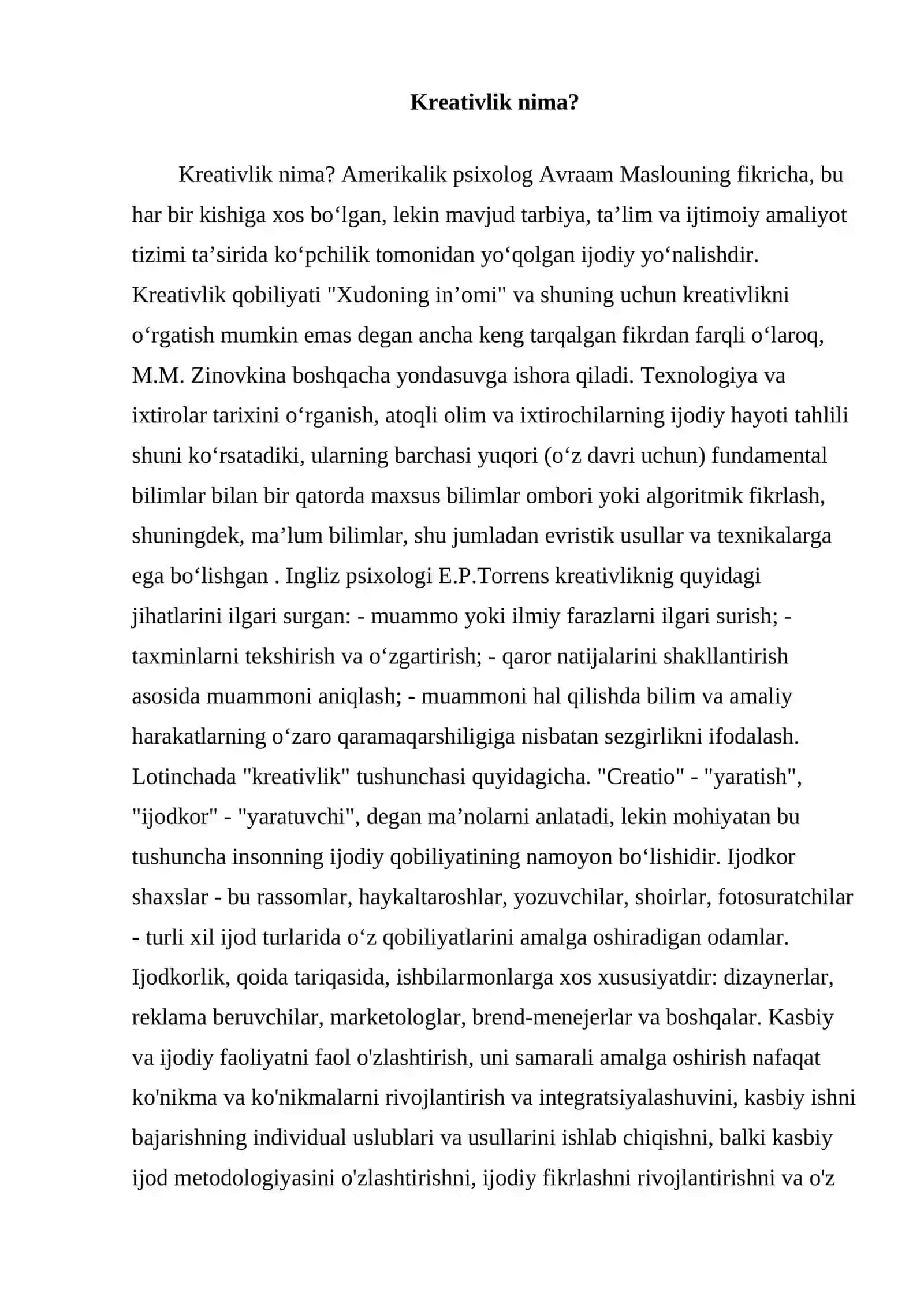 Talabalarning kreativlik mahorati. 3