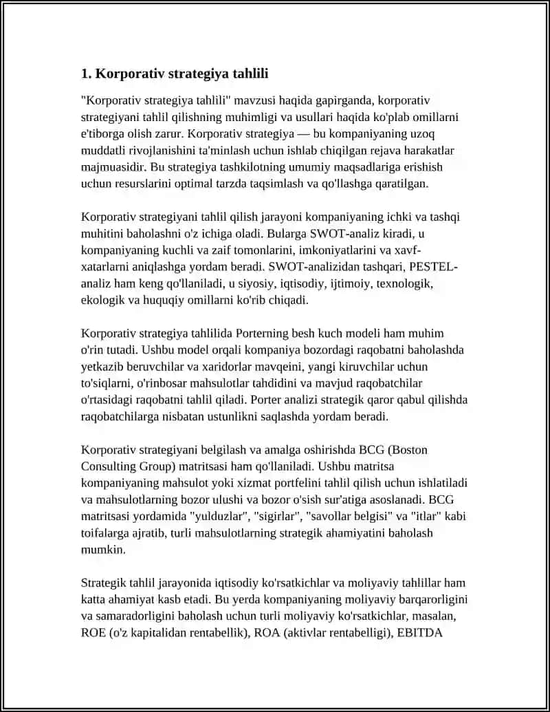 Korporativ strategiya tahlili 3