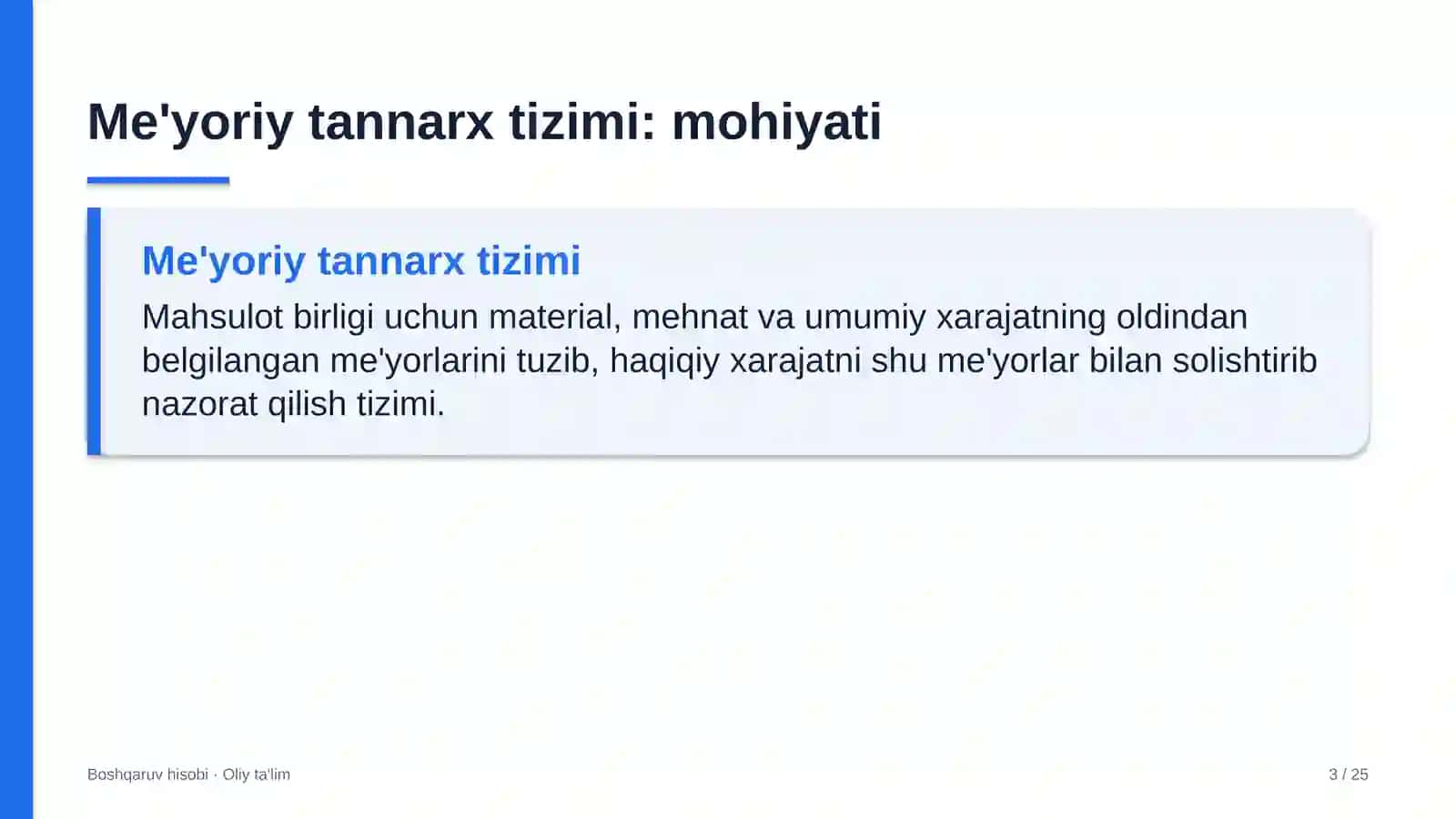 Karshering xizmatida me'yoriy tannarx tizimini joriy etish 3
