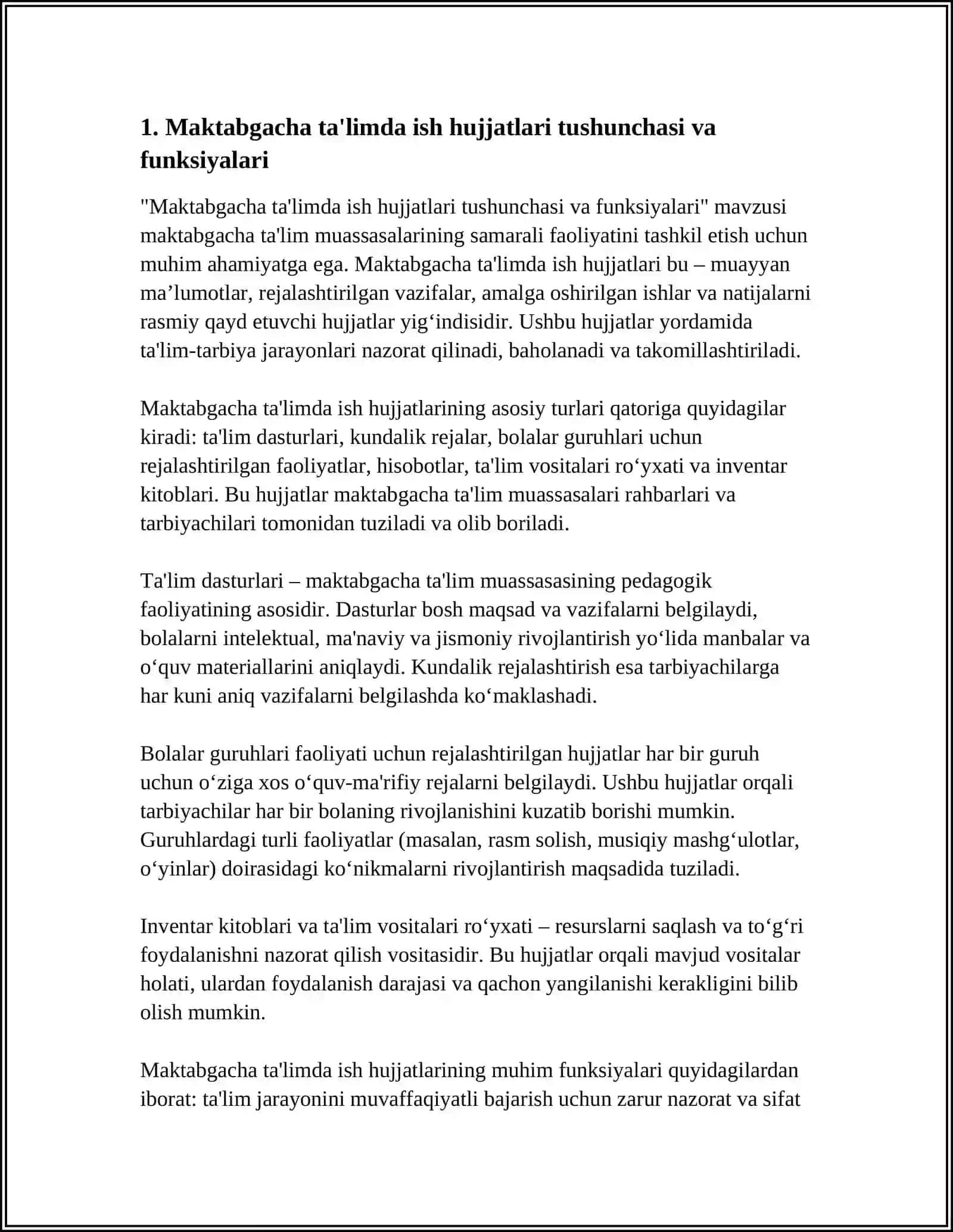 Maktabgacha ta'limda ish hujjatlari tushunchasi va funksiyalari 3