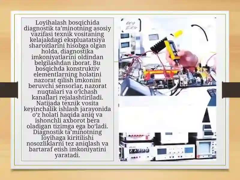 Texnik vositalarni yaratish va ekspluatatsiya bosqichlari dadiagnostik ta'minot 3