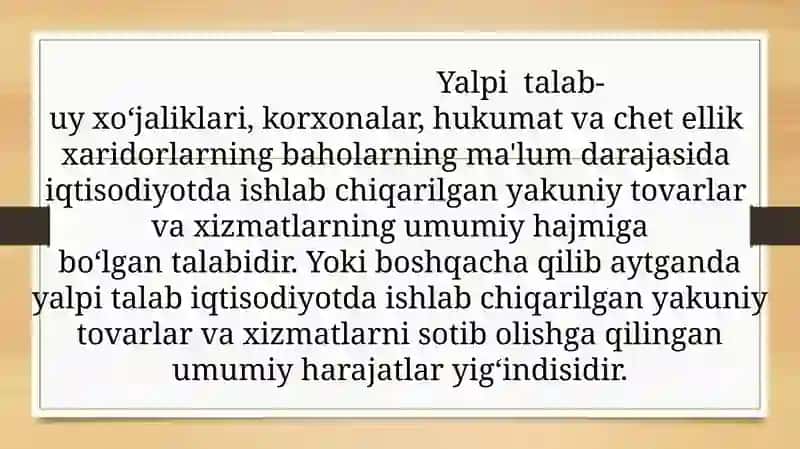 Yalpi Talab va Yalpi Taklif 3