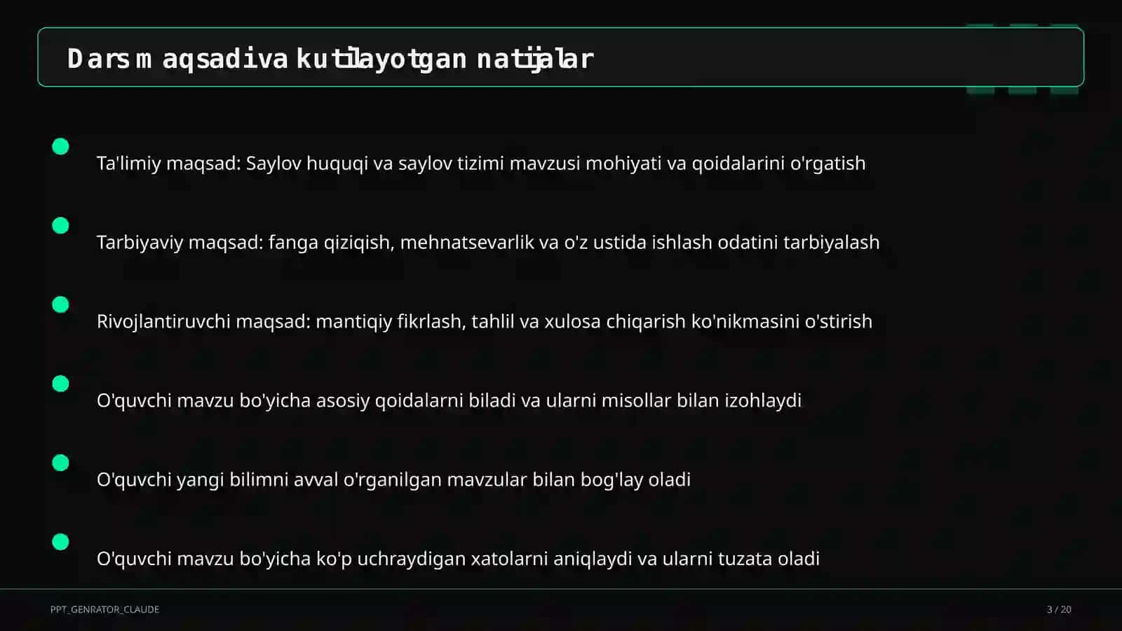 Saylov huquqi va saylov tizimi (10-sinf) 3