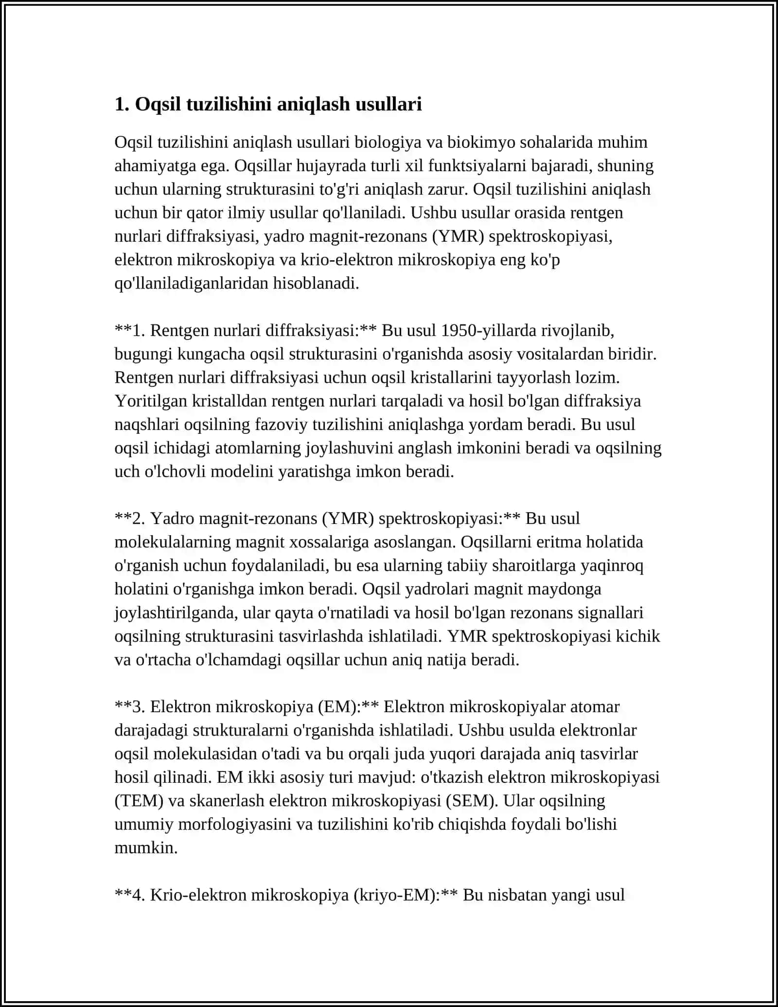 OQSILLARNING AMINOKISLOTA TARKIBINI ANIQLASH. N- VA S- OXIRGI AMINOKISLOTA QOLDIG’INI ANIQLASH 3