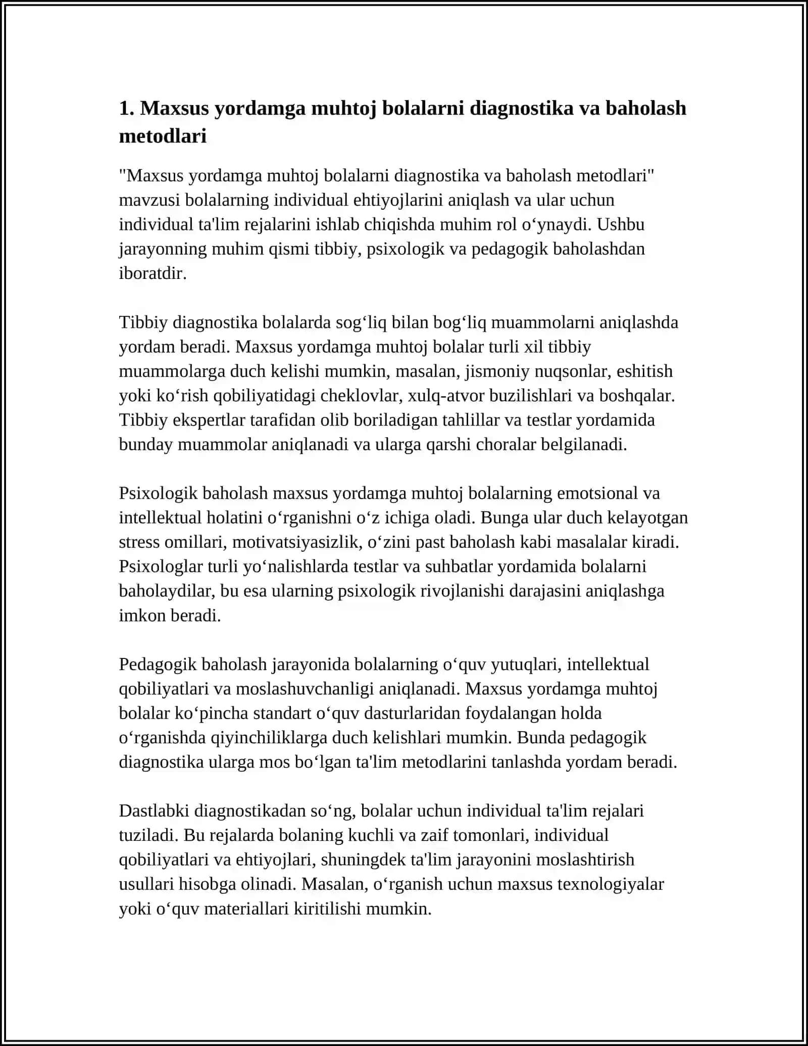 MAXSUS YORDAMGA MUHTOJ BOLALARNI UMUMTA'LIM SHAROITIDA OʻQITISH MOSLASHTIRISH METODLARI 3