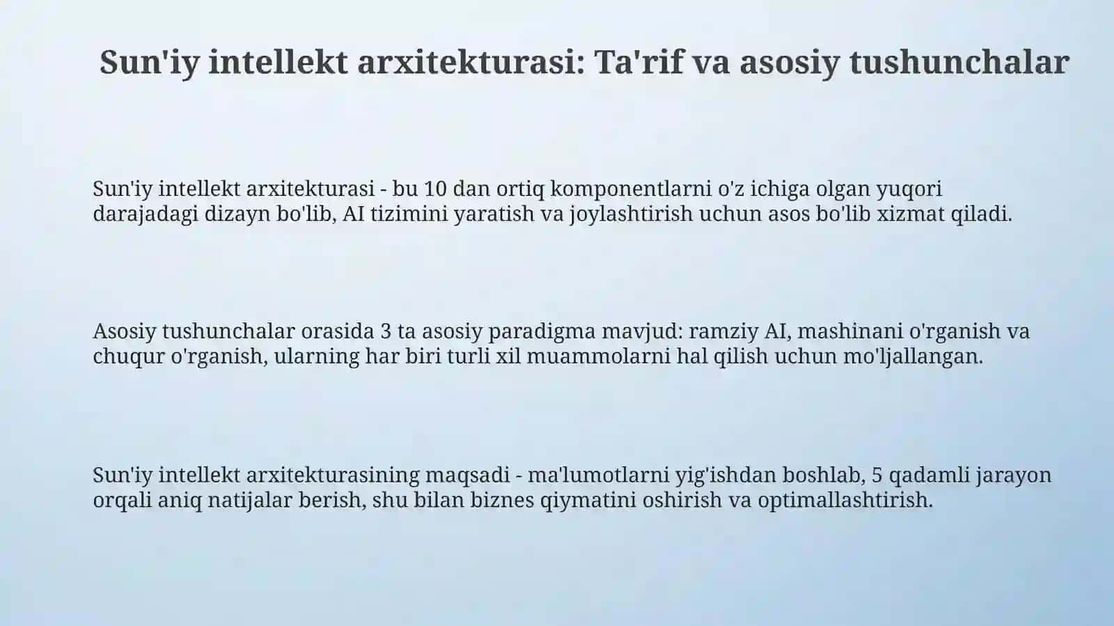 Sun'iy intellekt arxitekturasi: Ta'rif va asosiy tushunchalar 3