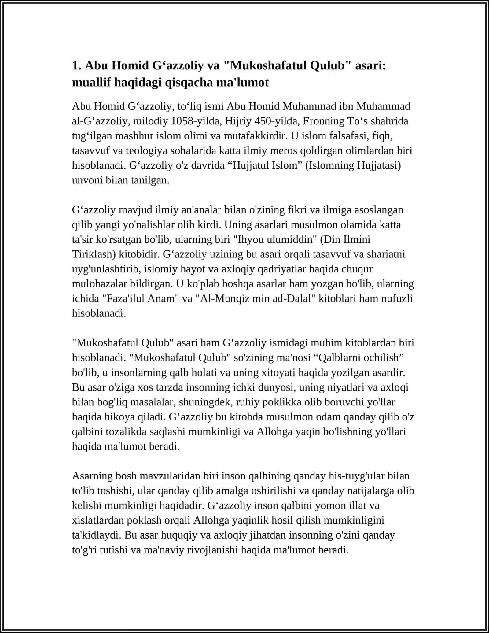 ABU HOMID GʻAZZOLIYNING “MUKOSHAFATUL QULUB” ASARI 3