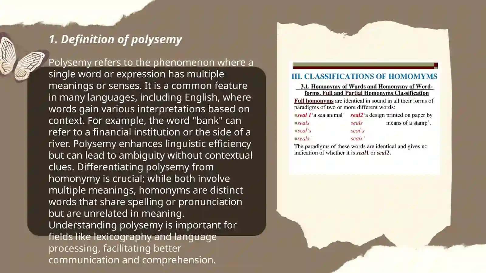 Clarification of the terms of polysemy and homonyms 3