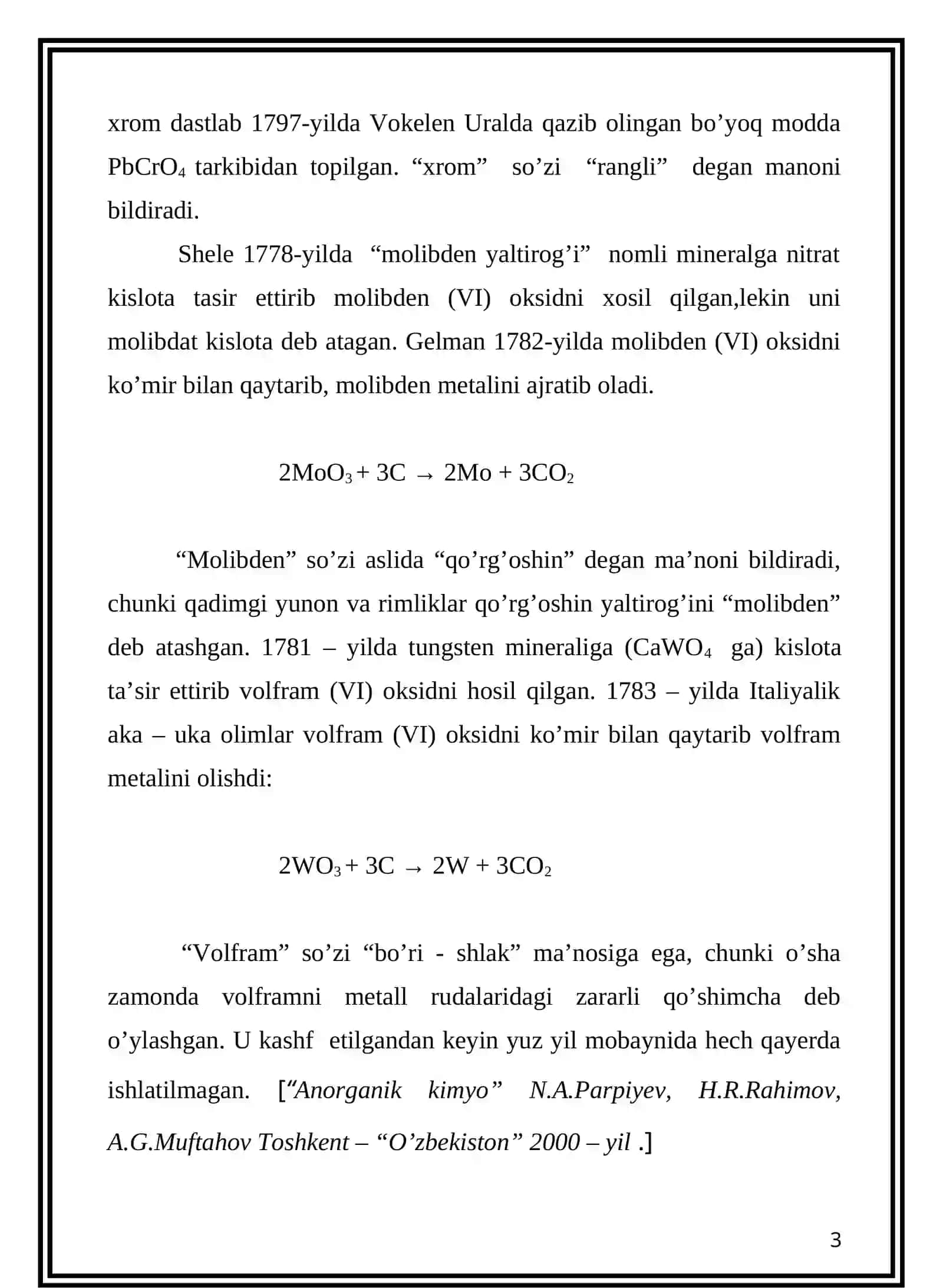 Mavzu: Xrom (III) oksidning olinishi va xossalari 3