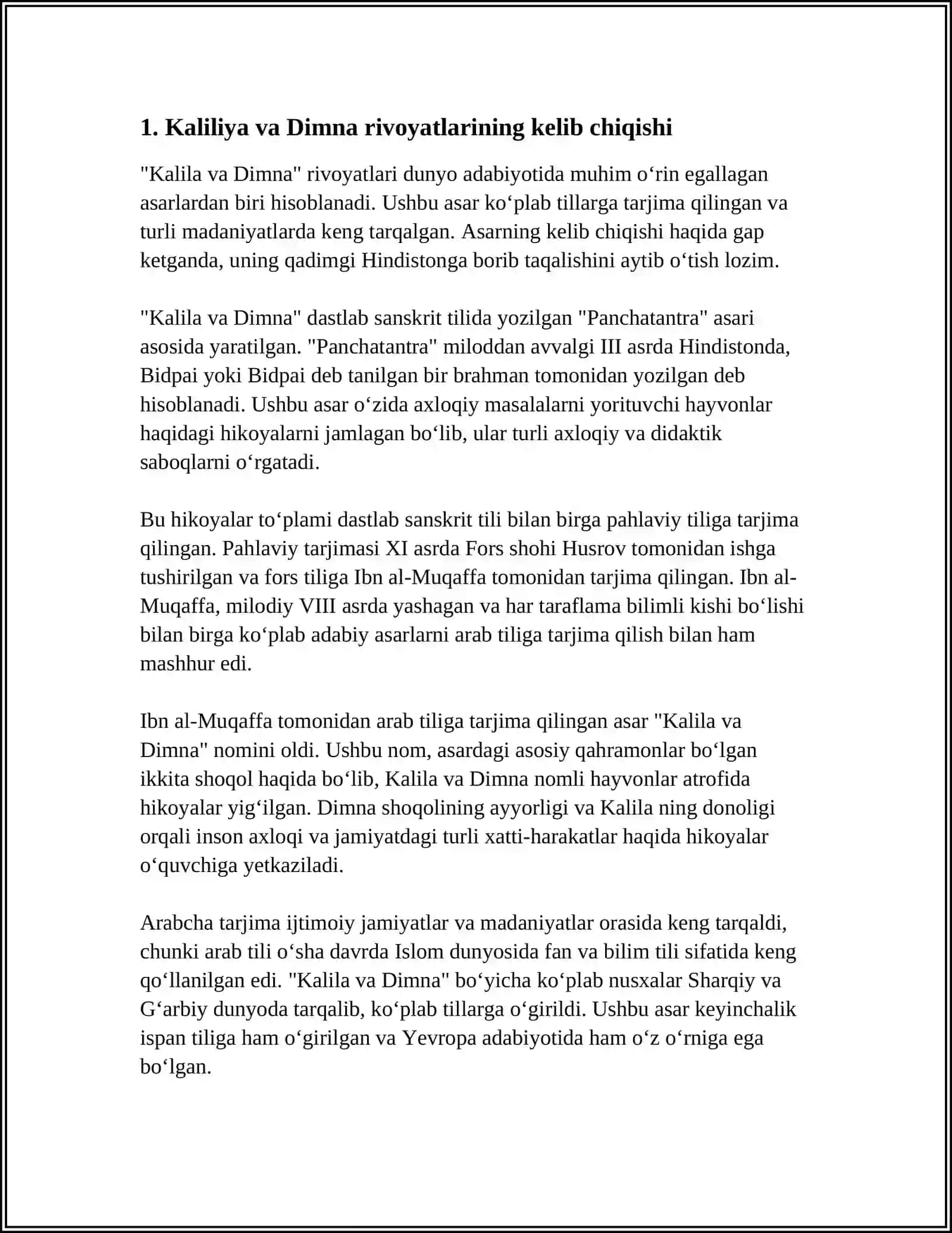 Kaliliya Va Dimna Rivoyatlari 3
