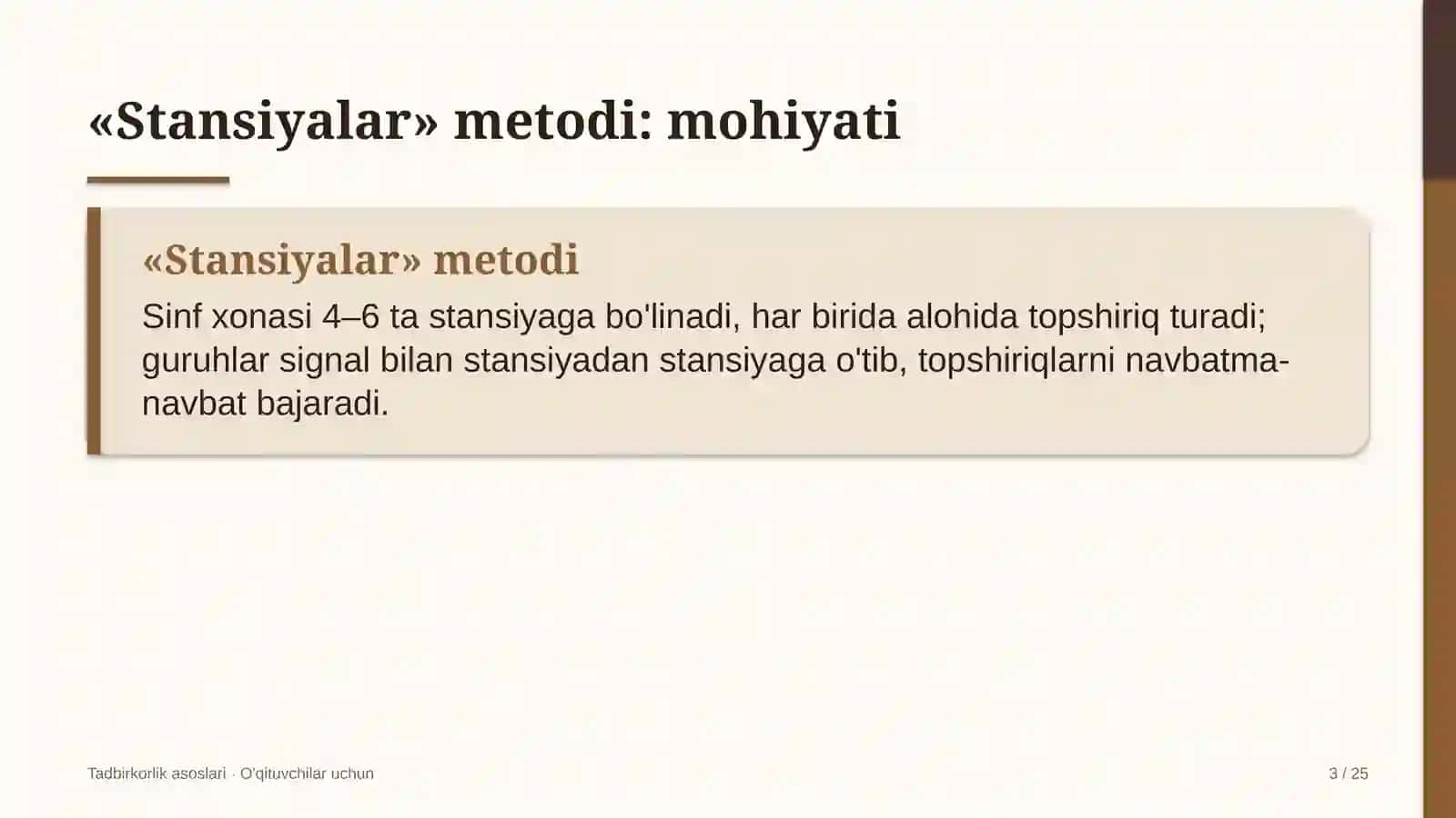 tadbirkorlik asoslari darslarida stansiyalar metodidan foydalanish 1068 3