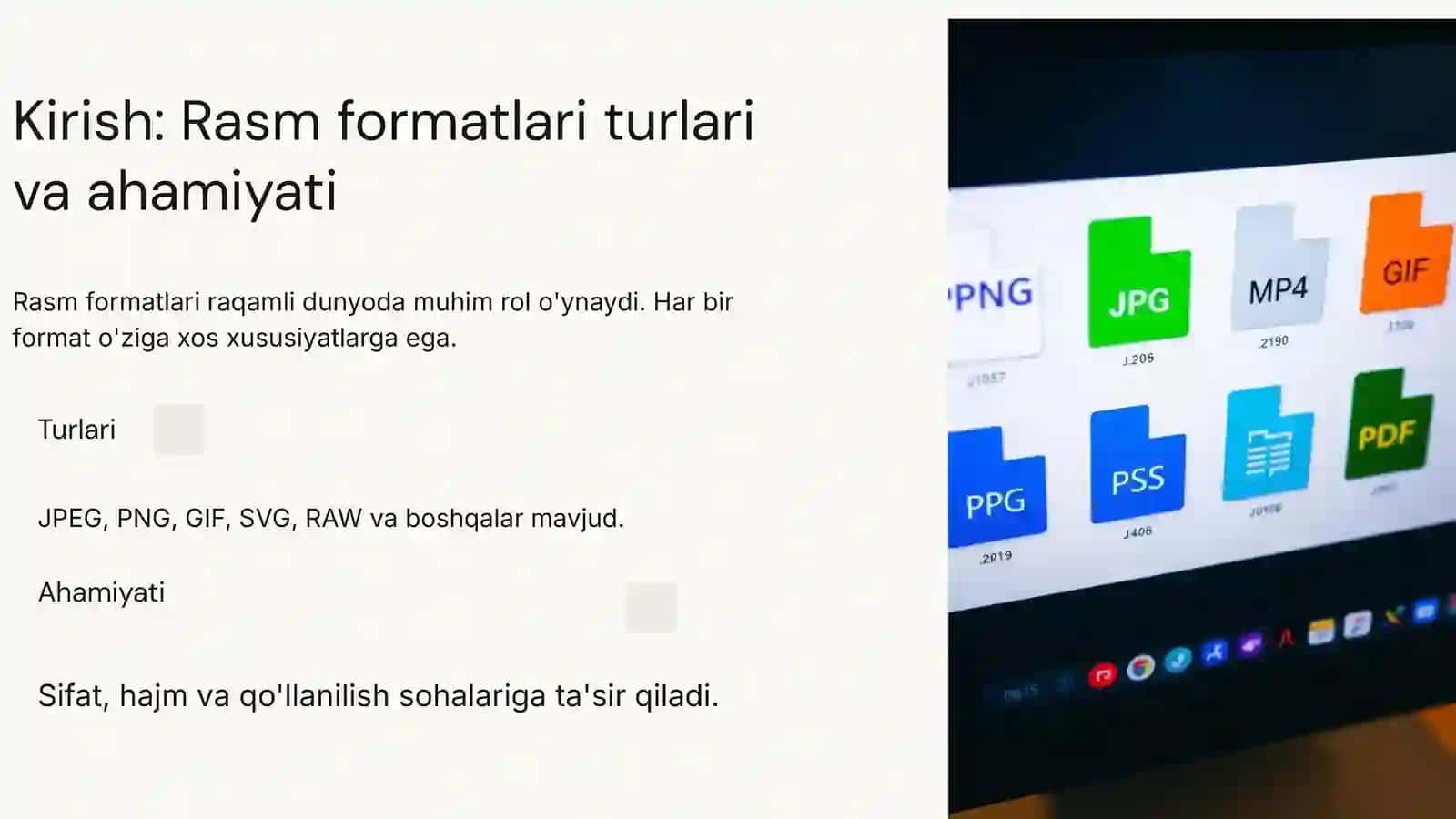 TURLI RASM FORMATLARINING SIFAT VA HAJM JIHATDAN SOLISHTIRILISHI 3
