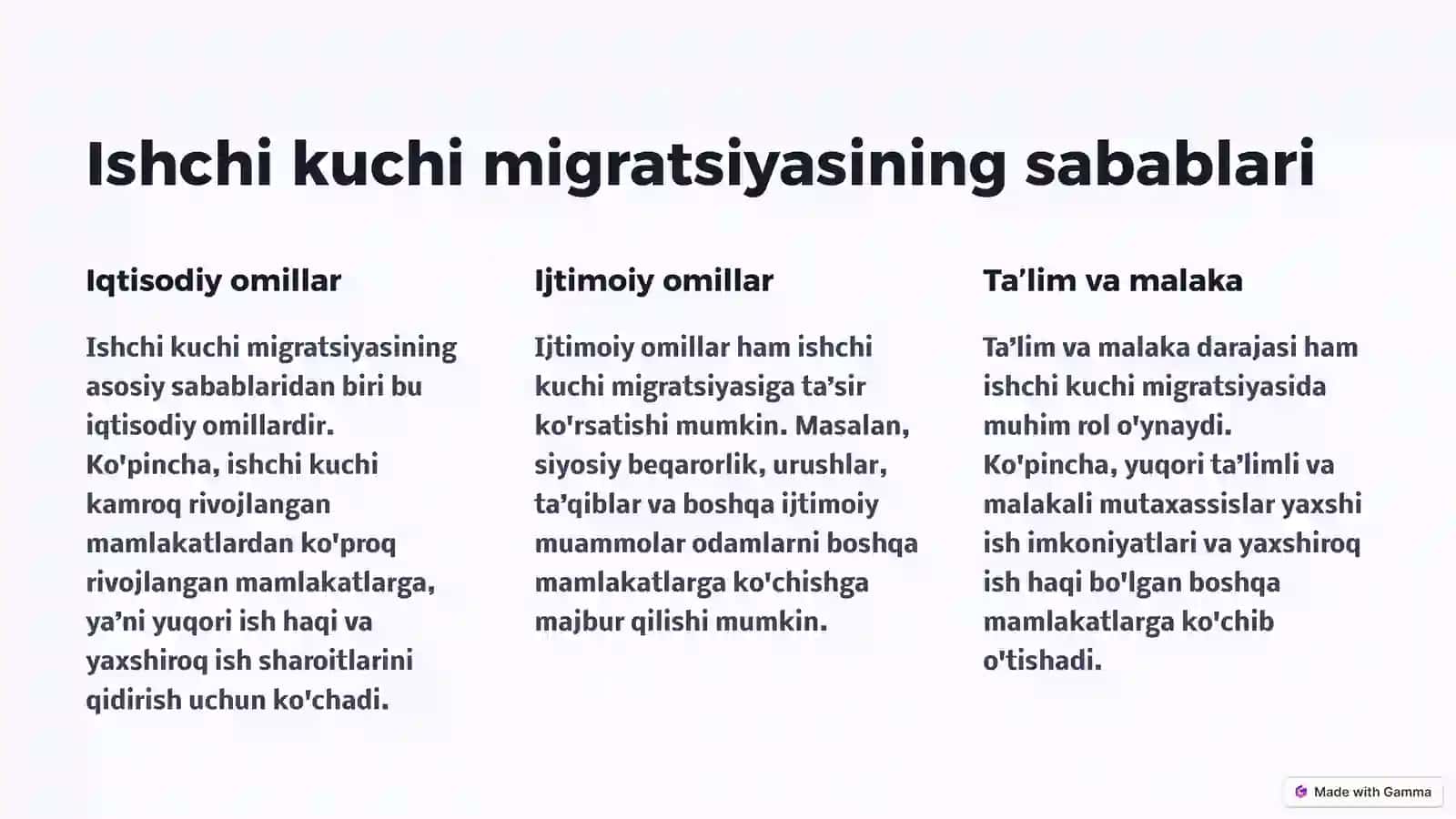 Mehnat faoliyatini tashkil etish va normal Ishchi kuchi migratsiyasi va uning mehnat bozoriga ta’siri 3