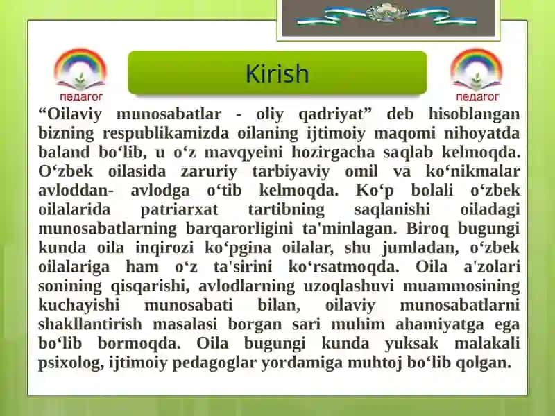 Ijtimoiy pedagogning oila bilan olib boradigan faoliyat shakllari 3